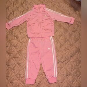 Adidas Pink and White Kids' Tracksuit
